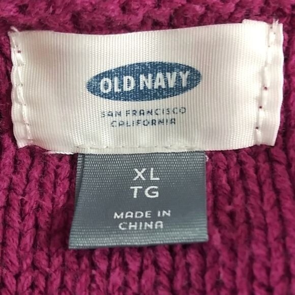 Old Navy Plus Size XL Sweater Womens Cable Knit Pullover Fuchsia Pink Crewneck - Picture 7 of 7
